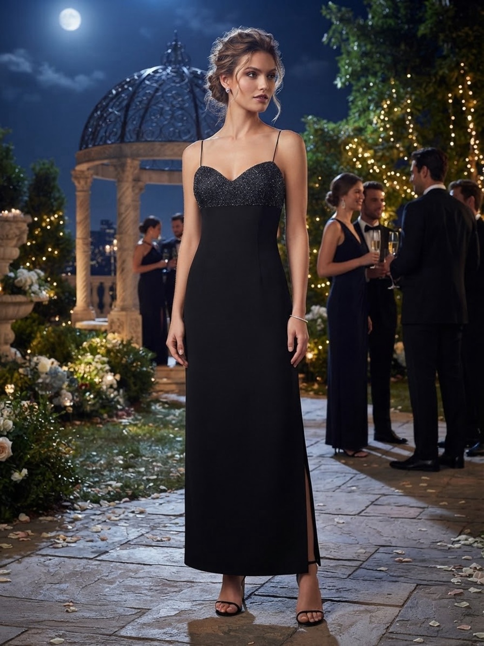 JS Boutique Black Maxi Dress with Sparkle Bust